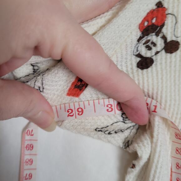 The Wonderful World Of Disney cream Mickey peace print waffle knit pajama pants - Picture 7 of 7